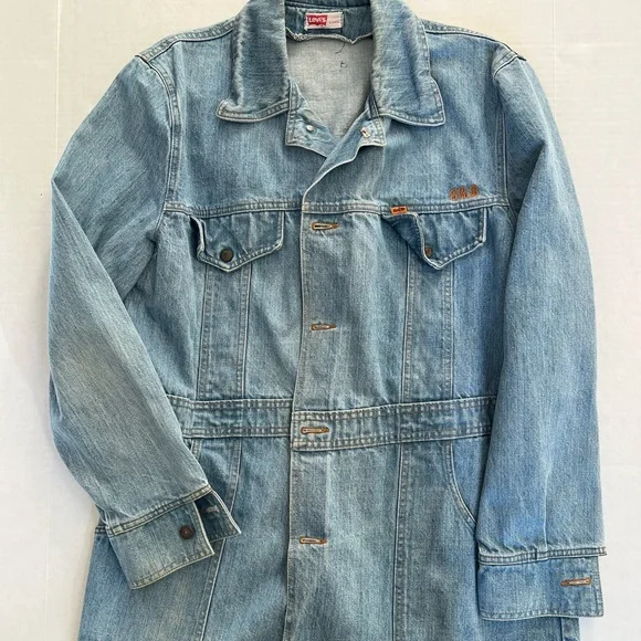 Chore Jacket Orange Tab Levis Long Jean Jacket 70s Vintage Levi's